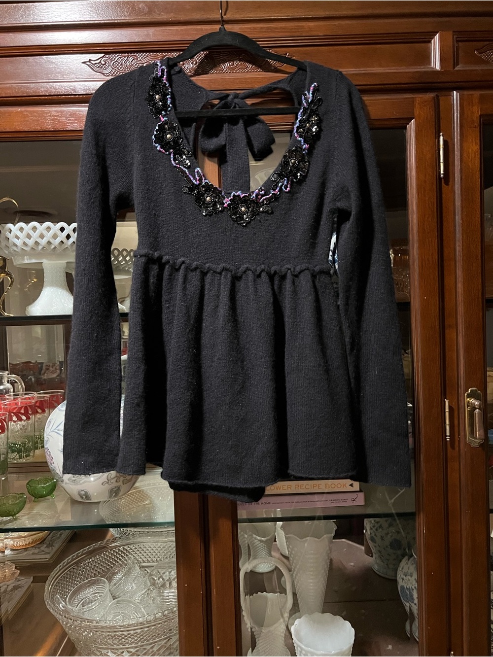 Free People embroidered angora wool Peplum Sweater